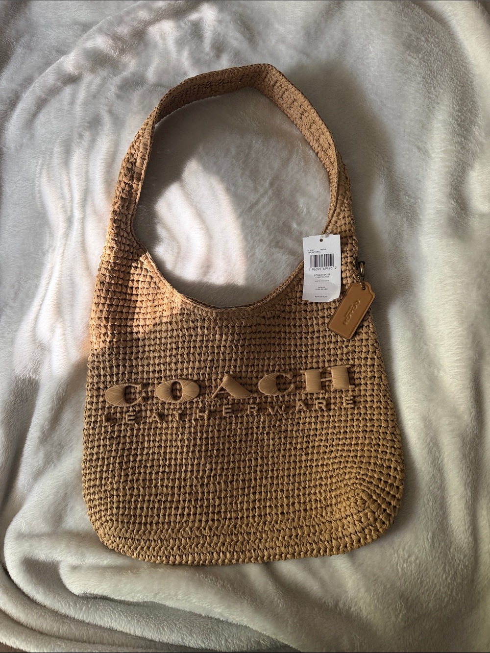 Coach Woven Straw Hobo Bag in Tan